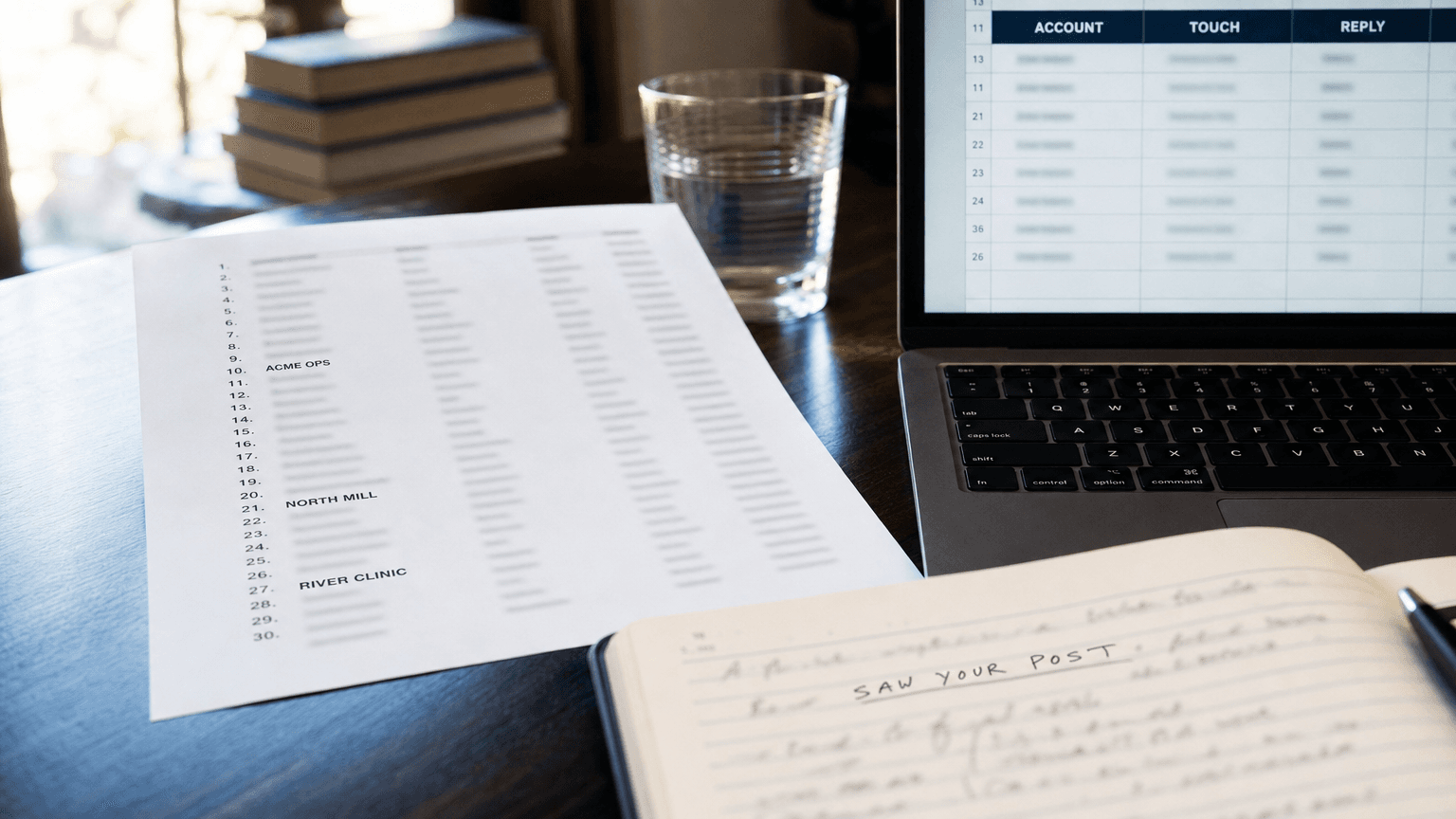 Vente fondateur : une courte liste de comptes et des premières lignes manuscrites.