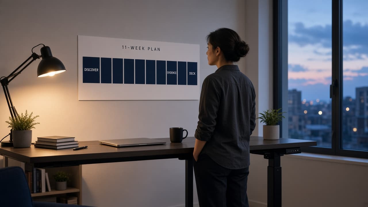 Un fondateur concentré dans son espace de travail: le sprint compressé et délibéré au cœur de cette étude de cas.